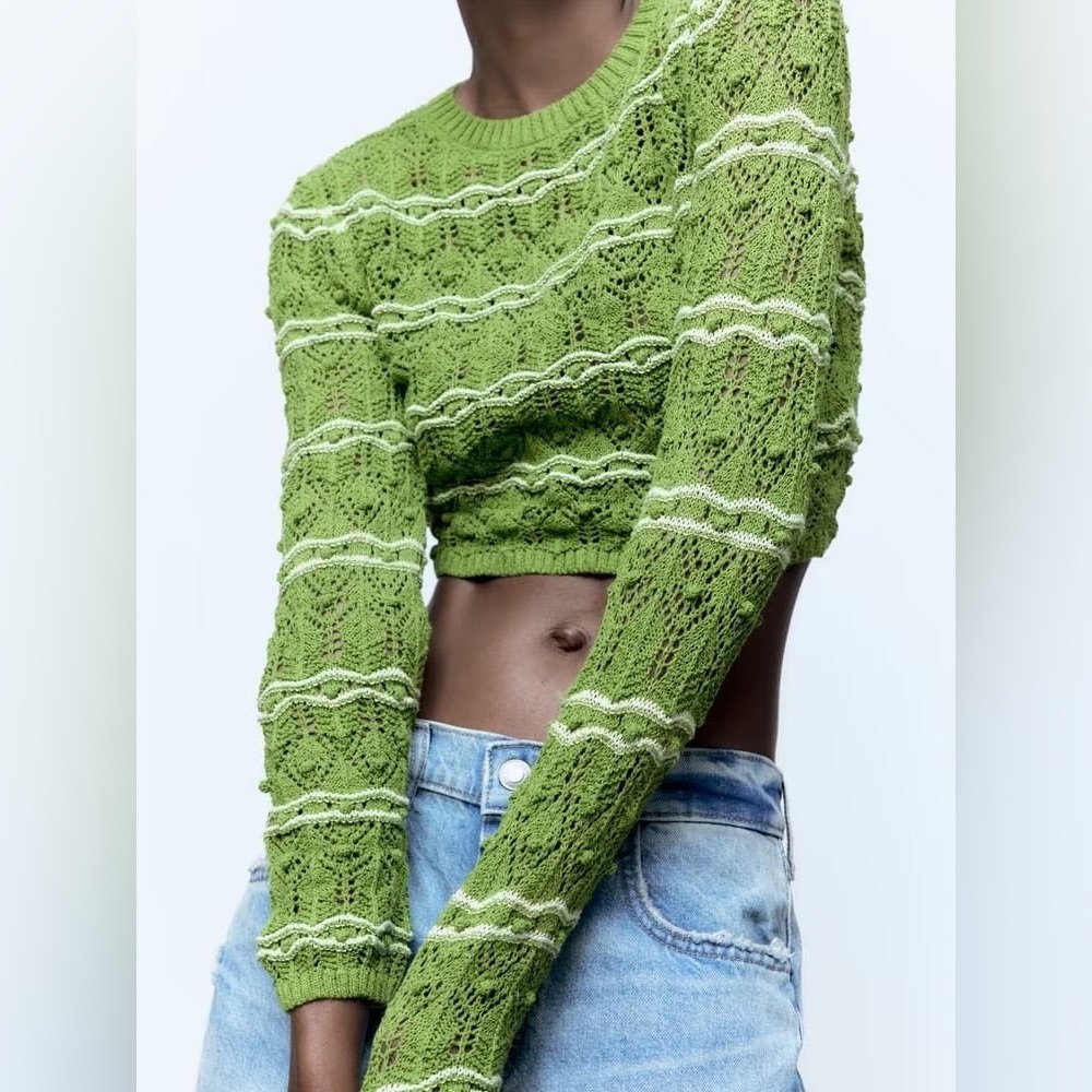 ZARA textured cropped knit sweater